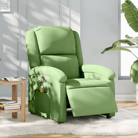 Massagesessel Elektrisch Hellgrün Samt vidaXL (1/5)