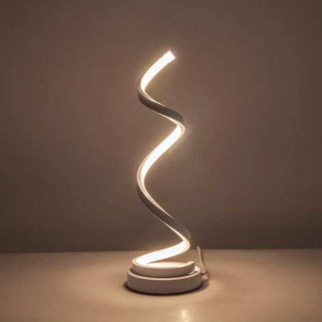 Lampe à poser Spirale 20W LED Lumière Blanche Chaude Acrylique Lampe de Bureau Courbée Design Minimaliste pour Maison Salon Chambre (1/4)