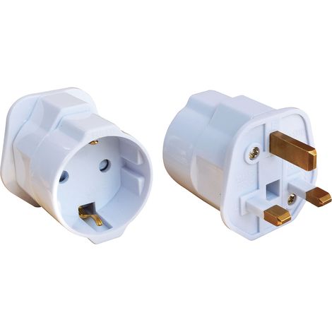 Adaptateur de voyage prise Anglaise vers prise France/Allemagne, 250V - Tibelec (1/2)