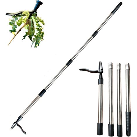 Outil d'arrache-mauvaises herbes, outil de désherbage debout, extracteur de mauvaises herbes à long manche, arrache-racines détachable, outil de désherbage de jardin avec 4 griffes