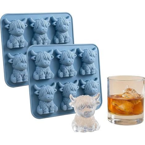 Set aus 2 Mini-3D-Silikonformen in Form einer Kuh für Whiskey, Cocktails, Bourbon ein Geschenk für Kuhliebhaber, Freunde, Partys und Hausbars. (1/5)