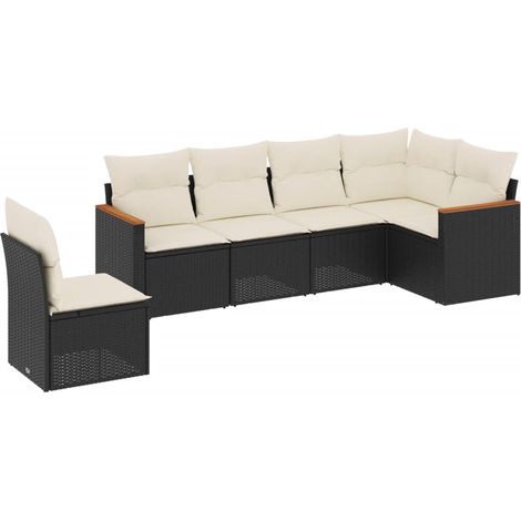 Maison Exclusive - 6-tlg. Garten-Sofagarnitur mit Kissen Schwarz