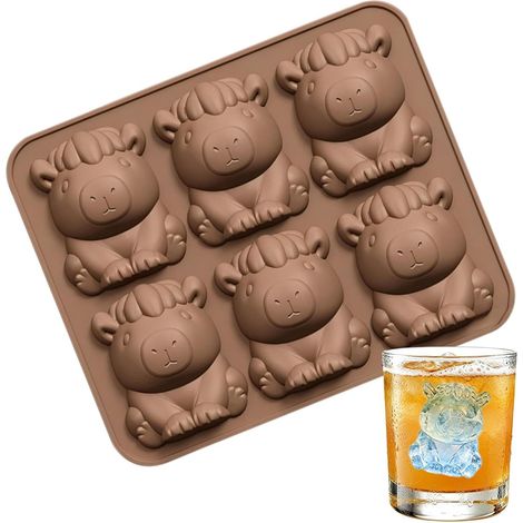 Bac à glaçons pour congélateur , en silicone , motif capybara , démoulage facile 6 compartiments , m (1/5)