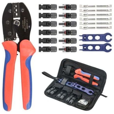 MC4 Crimping Pliers 220 mm – High Carbon Steel – Crimping 2.4/4/6 mm² – Ergonomic for Photovoltaic Cables – Pack of 28 pieces (1/5)