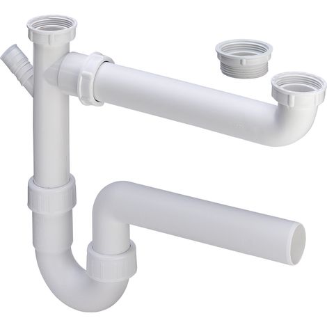 Raccord de vidange 79485 en plastique blanc G1 1/2 x 50 mm x 90-310 mm