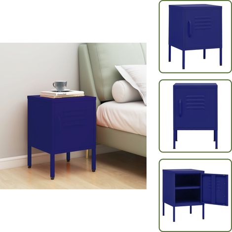 Mesita de noche ajustable - vidaXL Mesita de noche acero azul marino 35x35x51 cm - Mesita de noche con estante