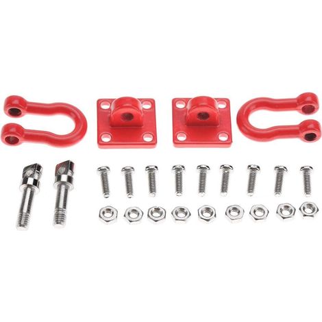 2 pièces Boucle de remorque RC Voiture, Manille RC Sauvetage Verrouillage Accessoire pour modèle de Voiture d'escalade RC Crawler(Rouge) (1/5)