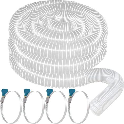 Tuyau d'aspiration PVC épais 2,5″ x 20′ – Résistant à la perforation – Spirale acier carbone – Flexible transparent – Pour dépoussiéreur et atelier (1/5)