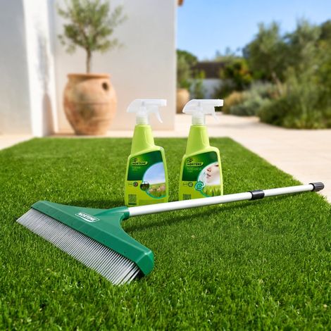 Pack limpieza césped artificial cepillo + higienizador + fragancia (1/5)