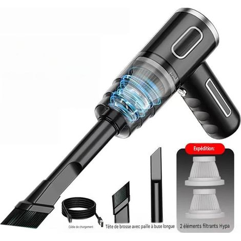 Aspirateur voiture sans fil à main, aspiration forte, nettoyage des fissures, filtre lavable, pour intérieur automobile et maison (1/4)