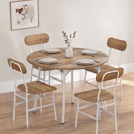 Ensemble table et chaises natural y Blanco 100 x 100 x 77 cm (1/5)
