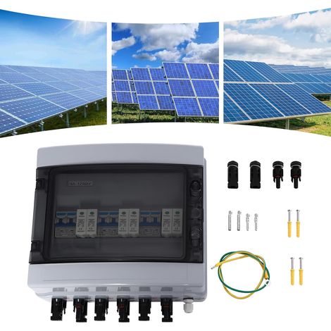 Solar Überspannungsschutz PV DC 1000V 40A Trennschalter PV Anlage 3 String （3 in 3 out）Blitzschutz Leitungsschutzschalter PV Anschlusskasten IP65 Solar Combiner Box für Wohnmobile, Off-Grid Systeme (1/5)