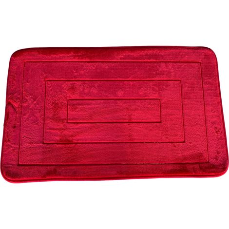 Tappeto Arredo bagno effetto memory con retro antiscivolo Materiale 100 % Cotone Rosso - 50x80 cm
