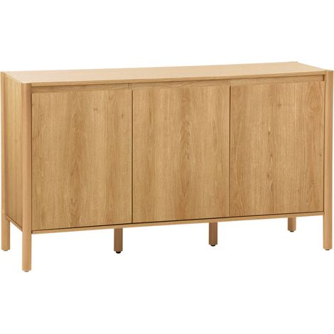 Wood decor sideboard 3 doors 140cm, Harmony, Natural, 140x42x78 cm (1/4)