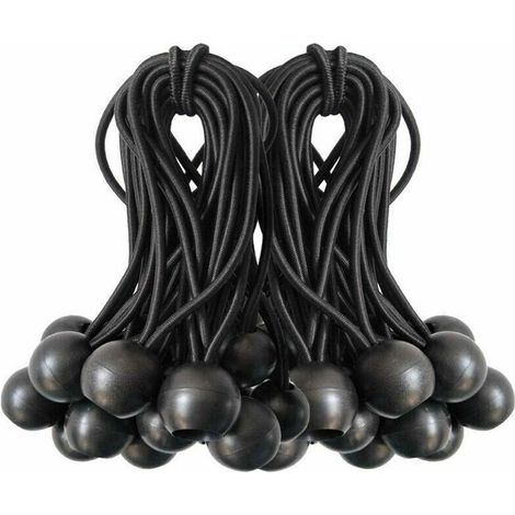 Cordons élastiques à 50 boules pour auvents, bâches, tonnelles, tentes et sacs de couchage, noirs (1/5)
