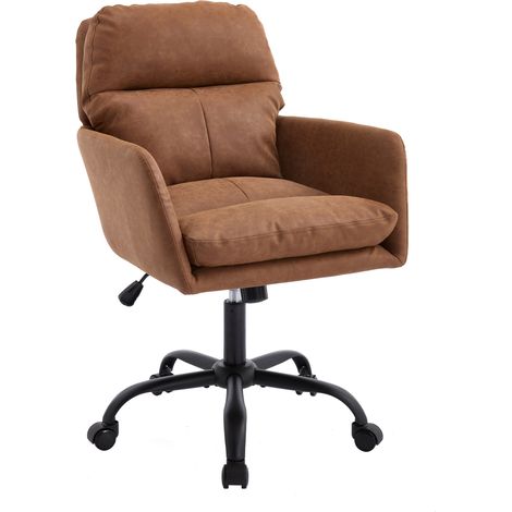 Fauteuil de bureau en PU avec structure métal, assise ergonomique, hauteur réglable, coloris marron (1/5)