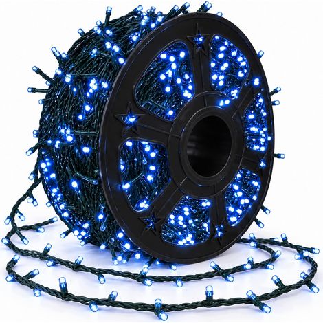 Weihnachtsbaumbeleuchtung, 1000 LEDs, 60 m, blau blinkend, IP44, dickes Kabel auf einer Spule (1/5)