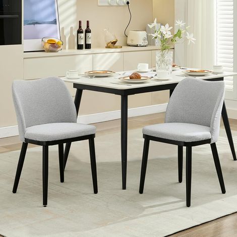 Lot De 2 Chaise De Cuisine Moderne-46L X 42P X 78H cm-Scandinave avec Pieds en Bois-pour Le Bureau, Cuisine, Salon - lin + gris (1/5)