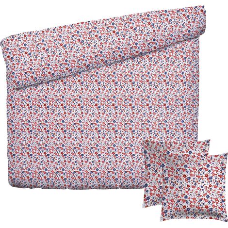 Parure de lit 3 Pièces 2 Personnes - Housse de Couette 260x240 cm et 2 Taie Oreiller 63x63 cm – 100% Satin de Coton, 80 Fils – Bleu (1/5)