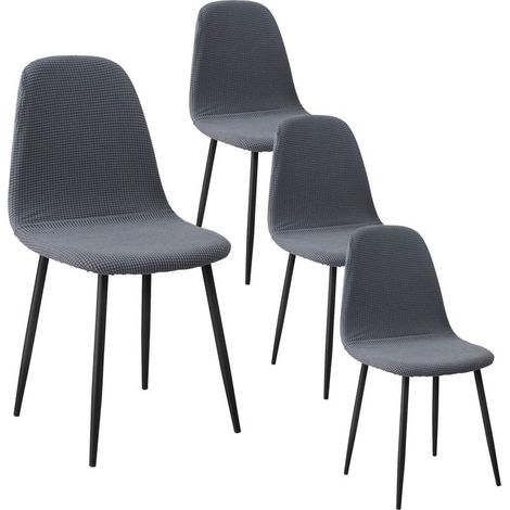 Housse de chaise extensible lot de 4 – Jacquard en polyester et spandex – Longueur 39-49 cm, largeur 35-45 cm – Lavable en machine (1/5)