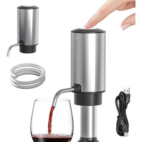 Aérateur de Vin électrique - bec Verseur en acier inoxydable avec câble USB et tuyau en silicone - distributeur de Vin rechargeable intelligent (1/5)