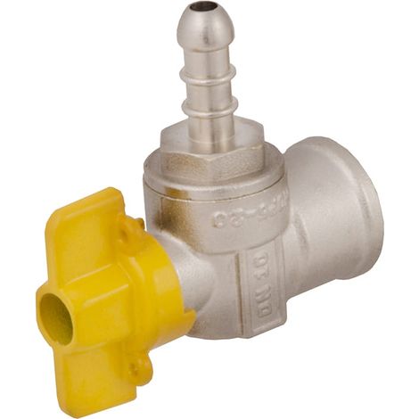 IDMAR 1/2" x DN10 Eckkugelhahn für GZ-Gas mit Schlauchanschluss