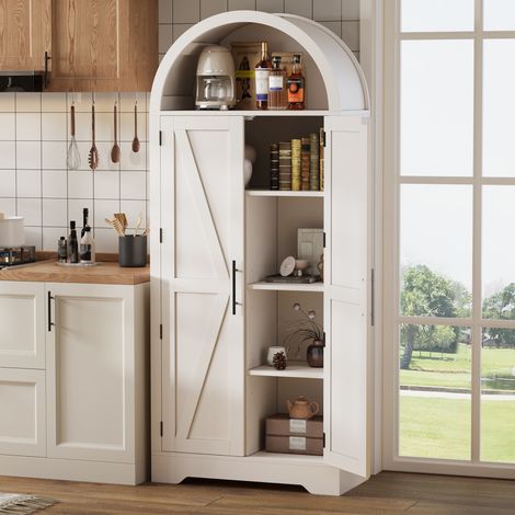 Buffet de cuisine 170x70x35cm - vitrine casier à vin niche ouverte - mdf - blanc (1/5)