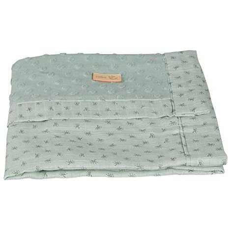 ROBA Couverture Bébé Bio Lil Planet 80x80 cm Certifié GOTS - Motif Pois - Vert (1/4)