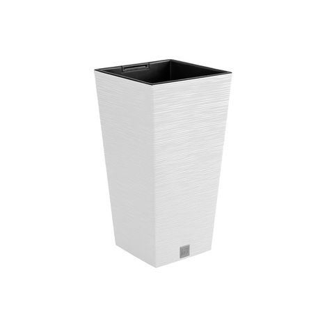 MACETERO COLOR BLANCO, CON DEPÓSITO, COLECCIÓN FURU, DE 26,5 X 26,5 X 50 CM, CAPACIDAD DE 11 L.