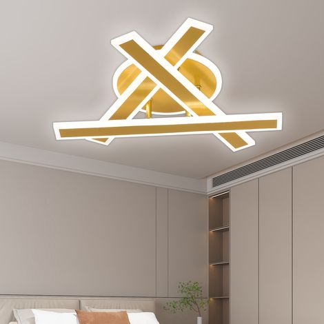 Lustre LED Telecommande 62W 40x5.5x10 Lumiere Gradable Dore Metal (1/2)