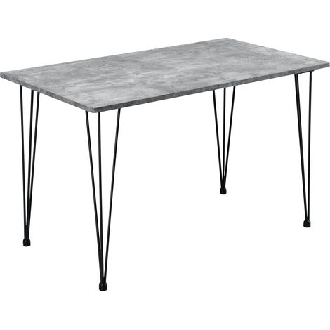 Cucina soggiorno tavolo da pranzo per 4 persone piano in MDF 120 cm effetto cemento e nero 030004272