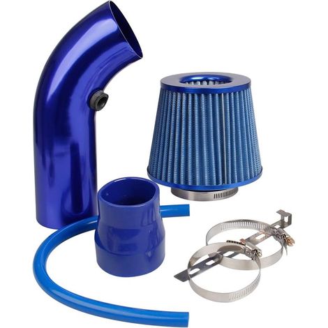 Filtre à air universel pour admission d'air froid, kit de refroidissement d'air sport universel, système de filtre à air pour voiture (bleu) (1/5)