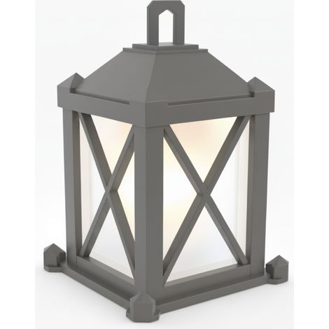 Lanterne LED grise décorative pour bougie chauffe-plat