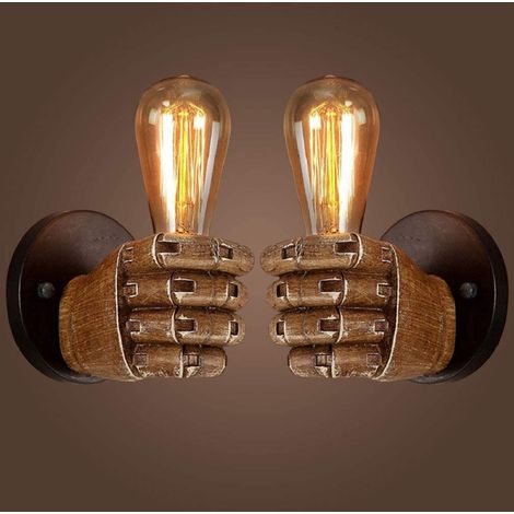 Applique murale poing antique lampe murale industrielle vintage E27 ampoule Edison fond(Ampoule non incluse) (1/5)