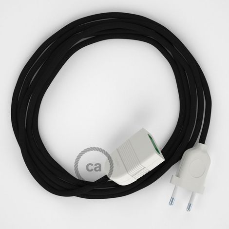 creative cables -  Prolunga elettrica con cavo tessile nero lucido 2P 10A Made in Italy (1/5)
