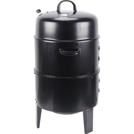 Ahumador para barbacoa, 3 en 1 para asar y ahumar, termómetro incorporado, negro. (1/2)