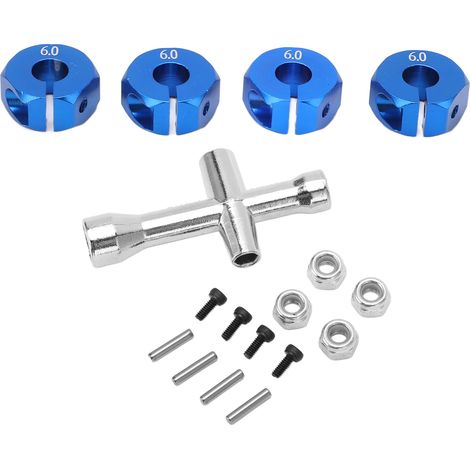 Adaptateur de moyeu de roue 12mm et 6mm pour voiture télécommandée 1/10, coupleur de combinaison durable - Bleu (1/5)