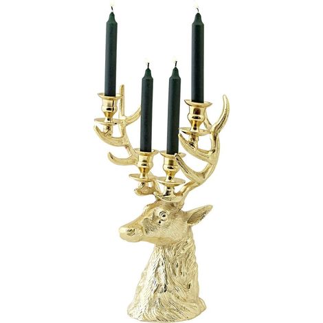 Chandelier Cerf Richard, 4 Branches (H 43 cm), Aspect doré (1/5)