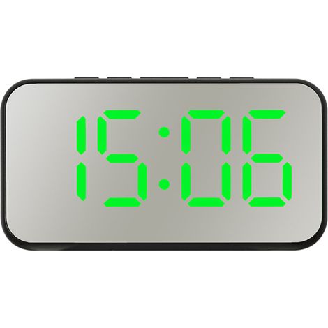 Réveil numérique, horloge électronique à miroir LED, luminosité réglable, horloges de bureau et murales modernes, verte