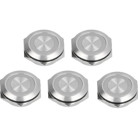 5 boutons-poussoirs, 25mm, 220V, métal vert, LED/momentané (1/5)