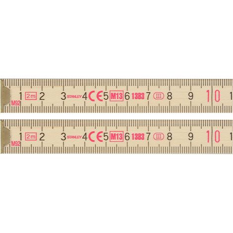Stanley Folding Wooden Metric Ruler - 2 Meter (200cm) Folding Ruler with Compact Design, Model STA035455