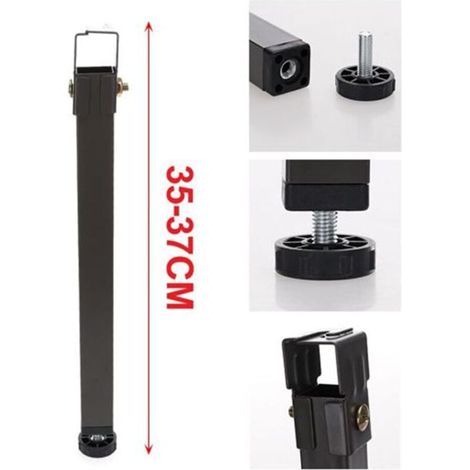 Metal support feet for furniture, bed parts, frames and cabinets - Height-adjustable furniture feet, replacement for center frame slats, 4 pieces (1/4)