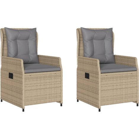 Maison Exclusive - Gartensessel 2 Stk. Verstellbar Beige Poly Rat