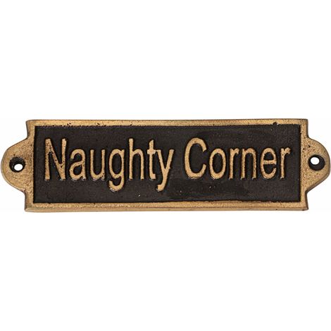 "Naughty Corner" Wall Plaque - Metal - L1 x W15 x H6 cm - Black