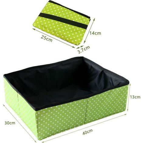 Bac à Litière pour Chat Pliable, Portable Litière de Voyage pour Chat, Boîte à Litière Pliable pour Chats avec Animaux, Imperméable, Nettoyer pour Domicile et Extérieures Camping, L(Vert) (1/3)