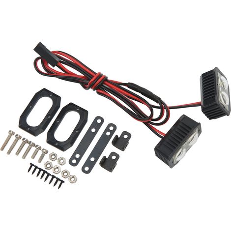 Phare avant RC 4 LED Blanc Lumière Boîtier Plastique Connecteur 2.54JR Supports Amovibles Lampe Spot RC pour 1/10 5 à 7.4V (1/5)