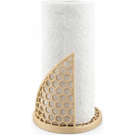 Portarotolo di carta da cucina esagonale beige, dal design moderno. (1/3)
