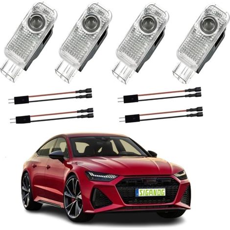 4 Pièces Projecteur de Lumière de Voiture,LED Lumière de Porte de Voiture,Projecteur de Porte de Voiture pour Logo,Pour A1/A3/A4/A5/A6/Q3/Q5/Q7/A7/A8/R8/TT (1/4)