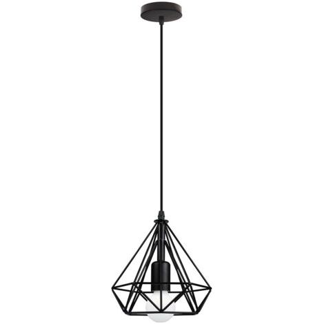 royaluxe- Lampes Suspendues Rétro Noires 20CM Suspension Luminaire En Forme De Diamant Plafonnier Vintage E27 Lustre Modernes (1/5)