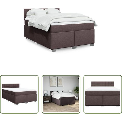 vidaXL Surmatelas - Sommier à lattes de lit avec matelas Marron foncé 160x200 cm (1/5)